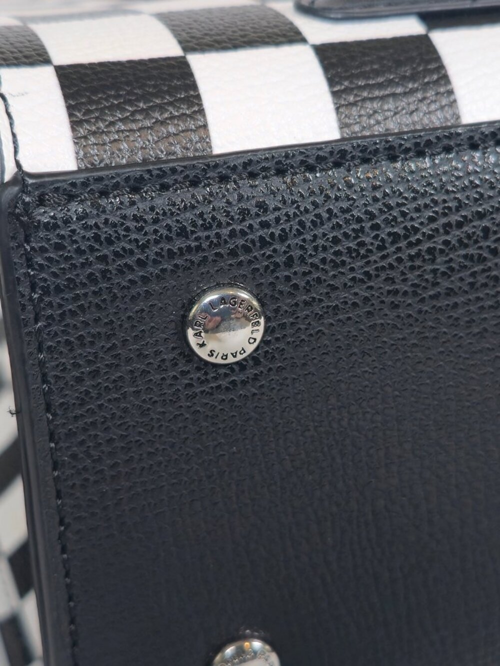 Karl Lagerfeld Paris Women's Maybelle Checkerboard Satchel Bag - Picture 9 of 9